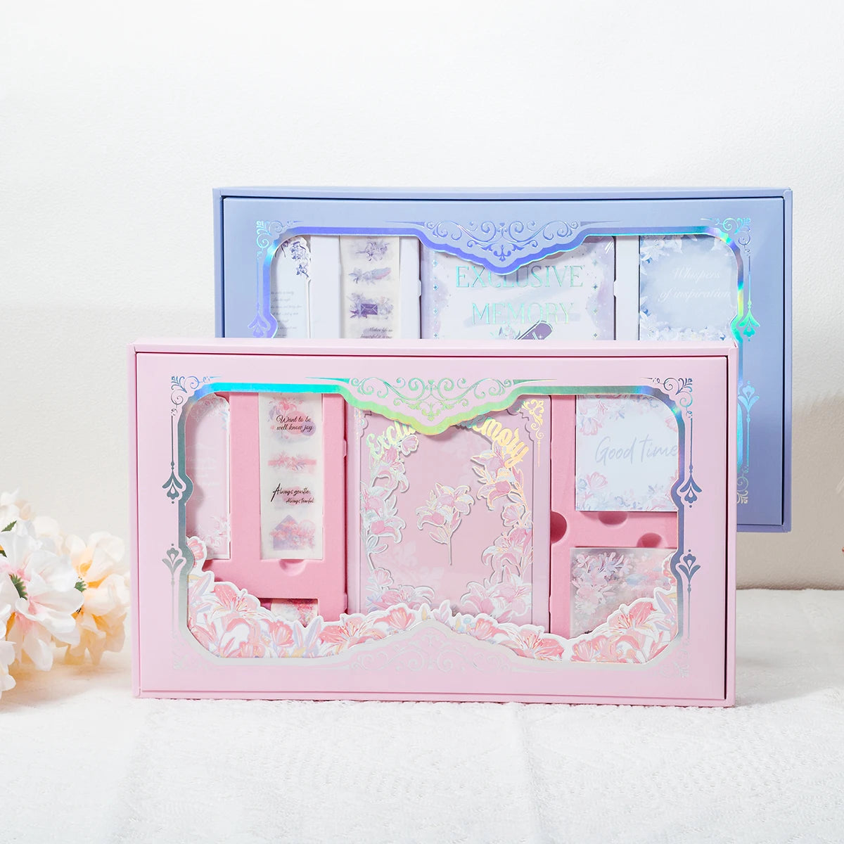 1 set, notebook gift box set with floral style, Instagram-style student planner gift box, a beautiful gift for friends