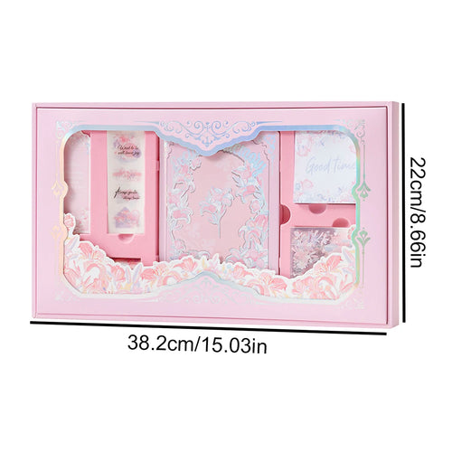 1 set, notebook gift box set with floral style, Instagram-style student planner gift box, a beautiful gift for friends