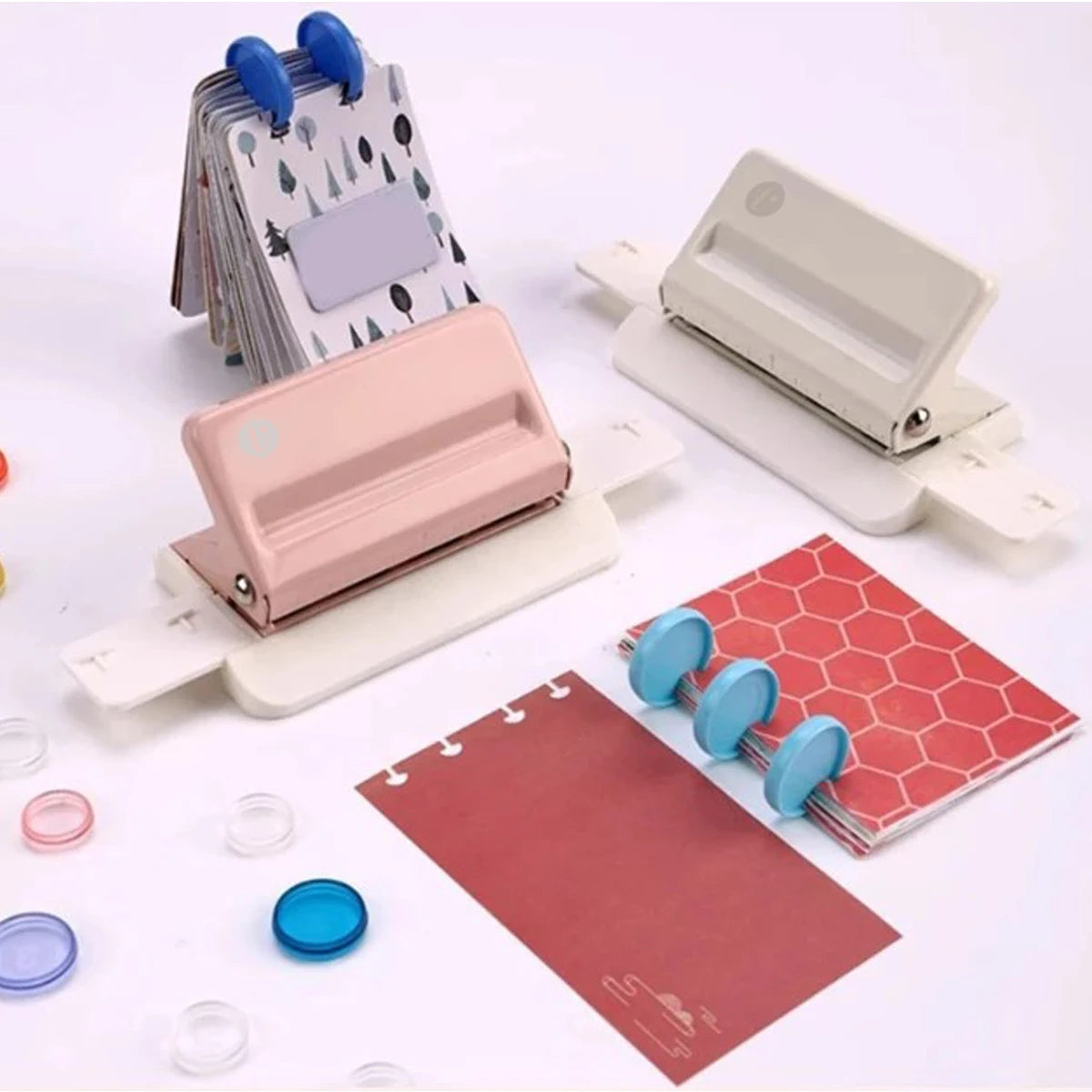 Mushroom-shaped hole punch, metal loose-leaf hole puncher, suitable for various paper sizes, for use with planners and notebooks